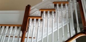 custom carpet stair runner on hardwood staircase